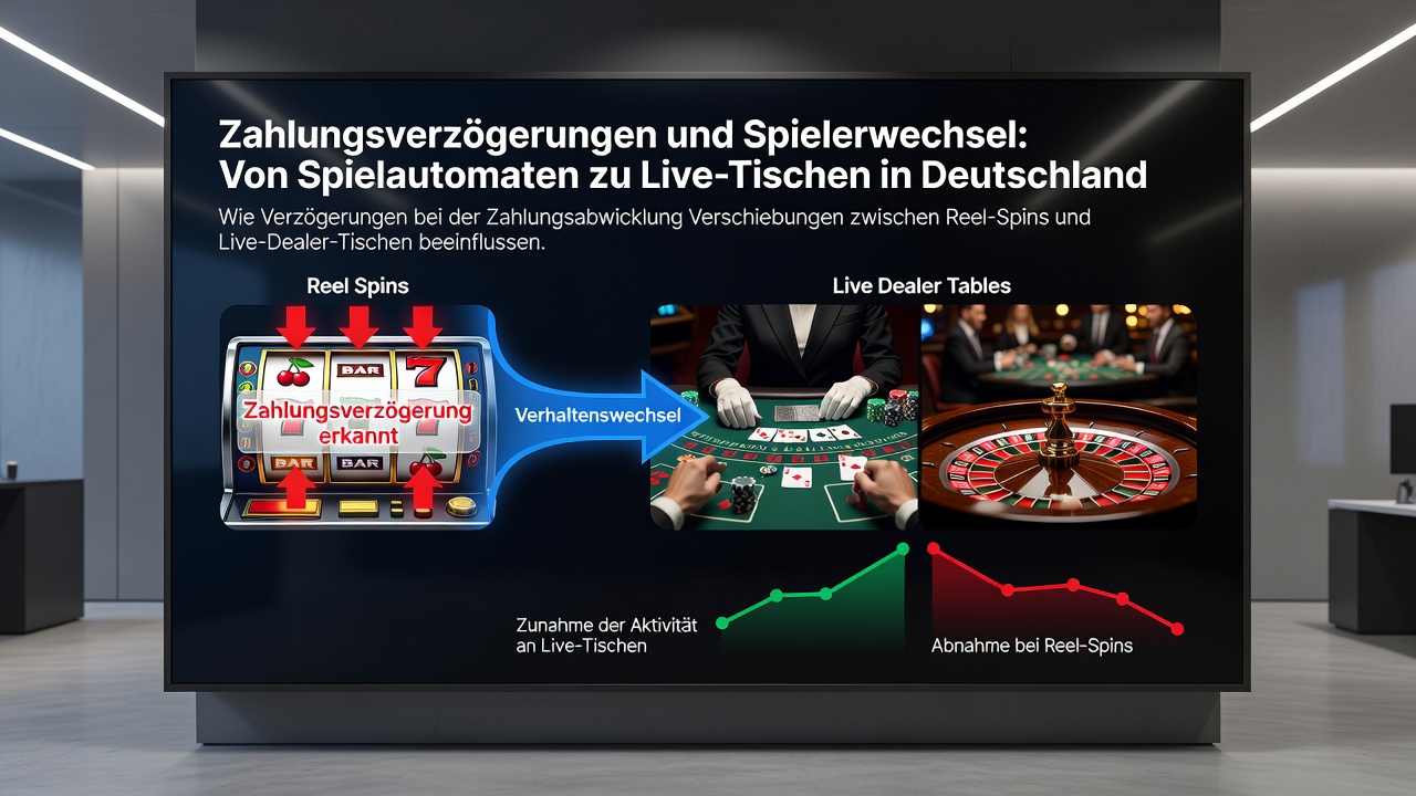 Spielerwechsel in einer lizenzierten deutschen App von Walzen zu Live-Dealer-Tischen bei Zahlungsverzögerung
