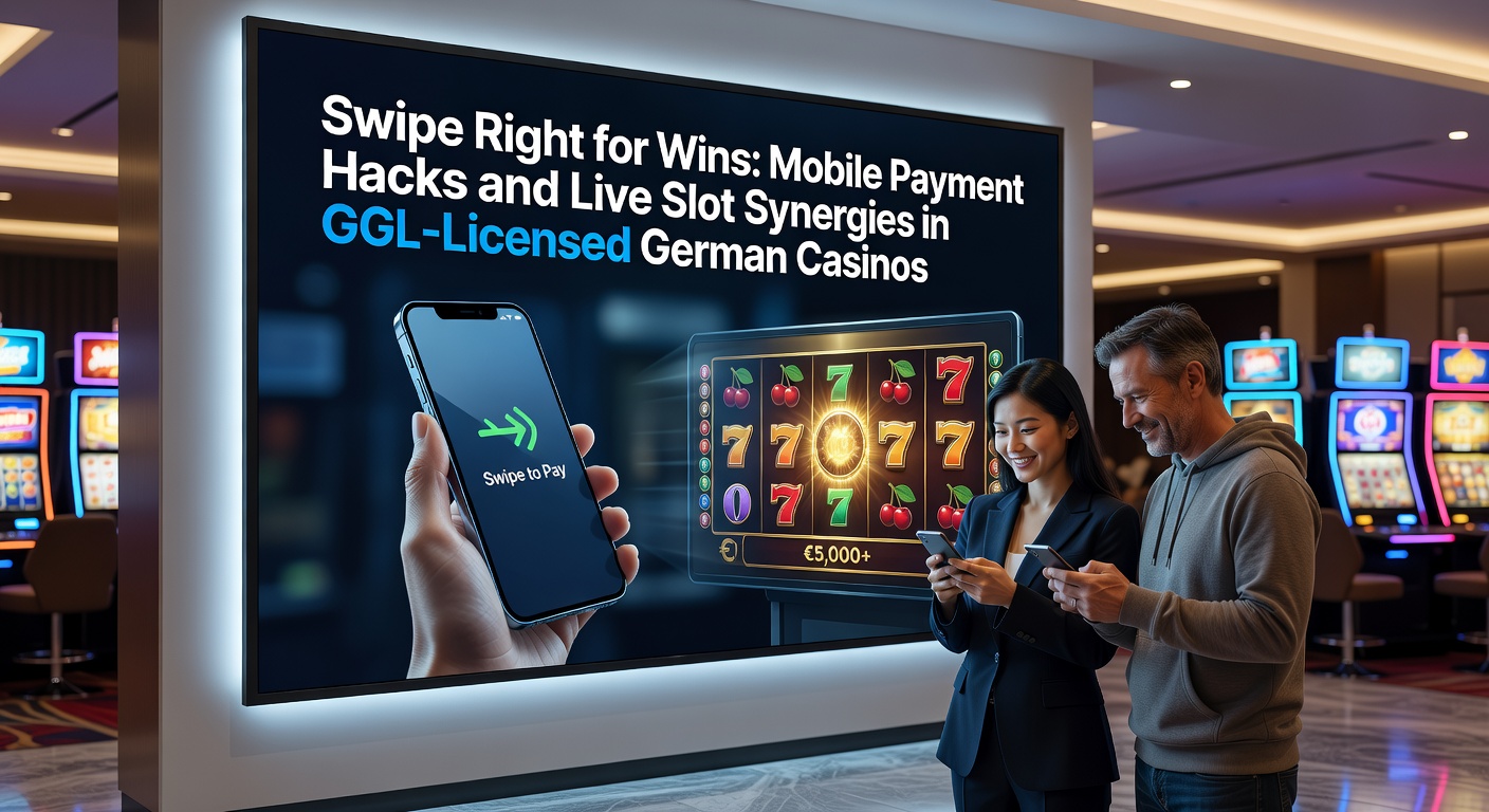 Live-Slot-Schnittstelle auf Smartphone mit Swipe-Zahlungsoption und Dealer im Hintergrund