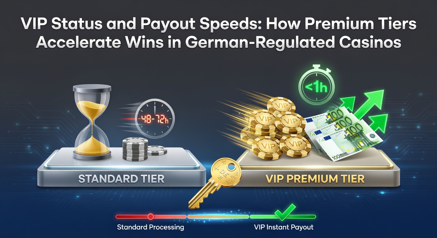 Darstellung eines VIP-Bereichs in einem Online-Casino mit goldenen Symbolen und schnellen Auszahlungs-Icons, die Premium-Vorteile in deutsch regulierten Plattformen hervorheben